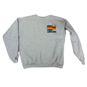 VTG Camp Lake Ann Michigan Sweatshirt Gray Retro Sunset Logo Size M